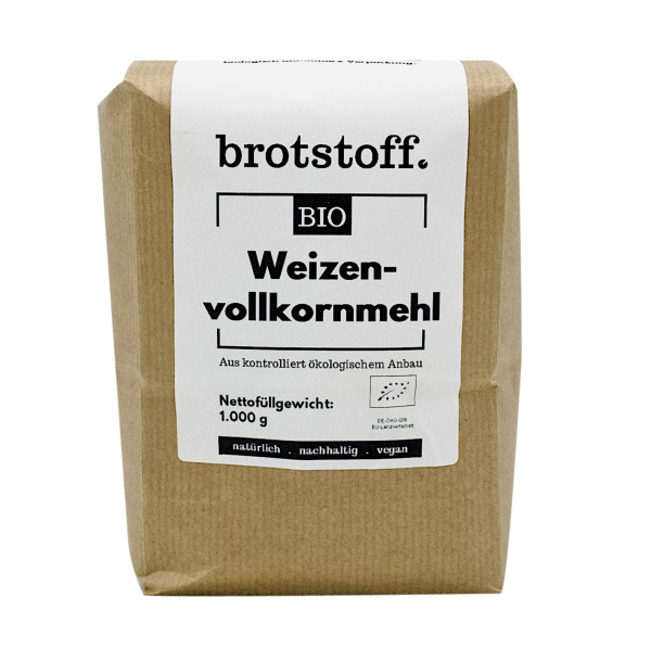 brotstoff - Bio - Weizenvollkornmehl - Beutel - vorne